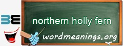 WordMeaning blackboard for northern holly fern